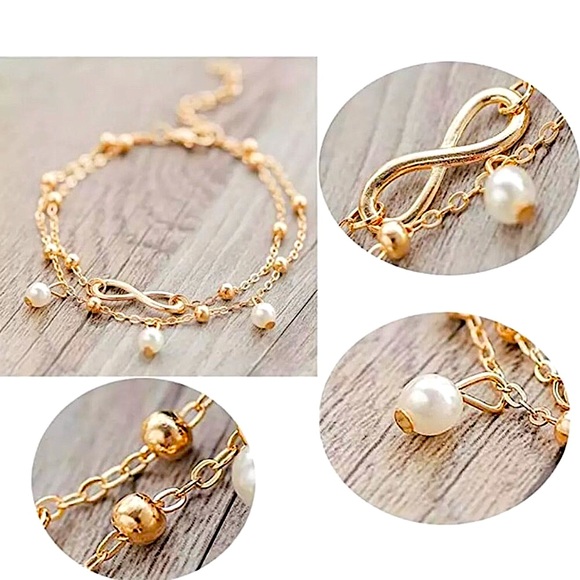 ⚜️[𝟯/$𝟭𝟴]⚜️2 Layered Gold Infinity Anklet NEW - Picture 2 of 8